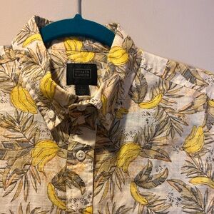 Men's Short Sleeve Tropical Banana Button Down Shirt Cotton Small 14th &‎ Union